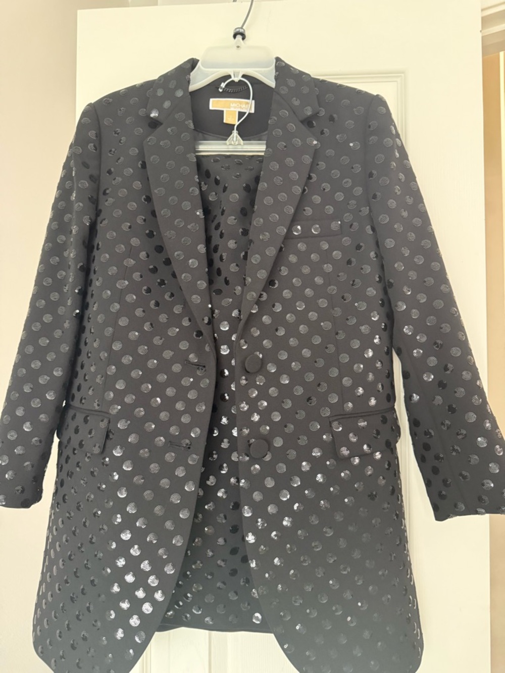 Michael Kors Sequin Dot Blazer & Skirt Set – Black – Size 4 – NWT